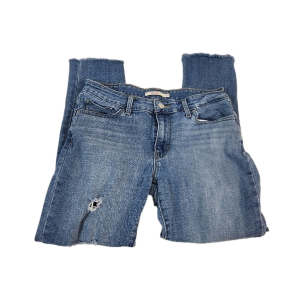 Levi's 711 Skinny Distressed Blue Denim Jeans